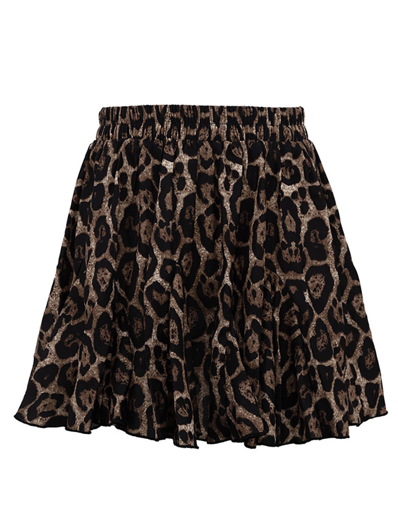 Street Leopard Print Mini Flare Skirt