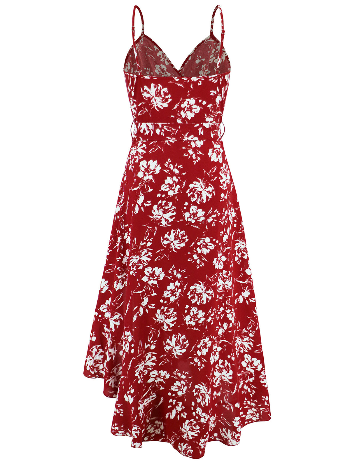 Casual Suspenders Irregularity Flower Print Dress