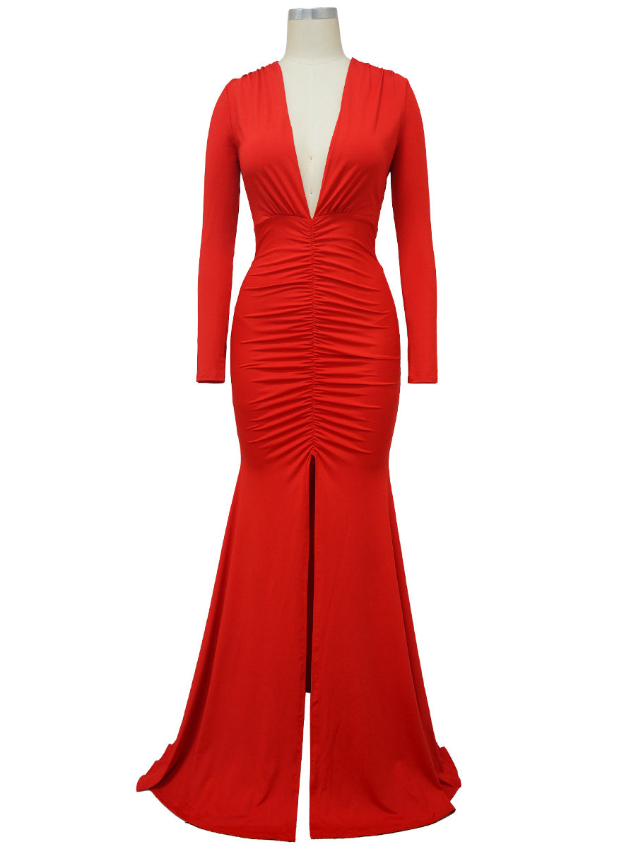 Sexy Elegant Deep V High Split Party Dress