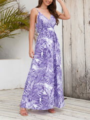Sexy Spaghetti Strap Print Slim Maxi Dress