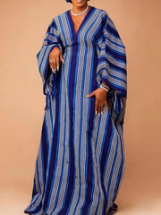 Fashion V Neck Stripe Oversized Maxi Dress