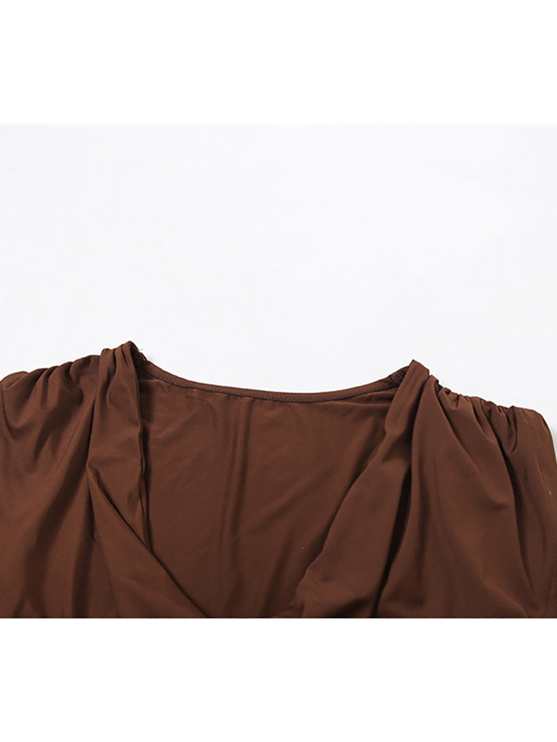 Elegant Crop Top and Package Hip Trousers Sets