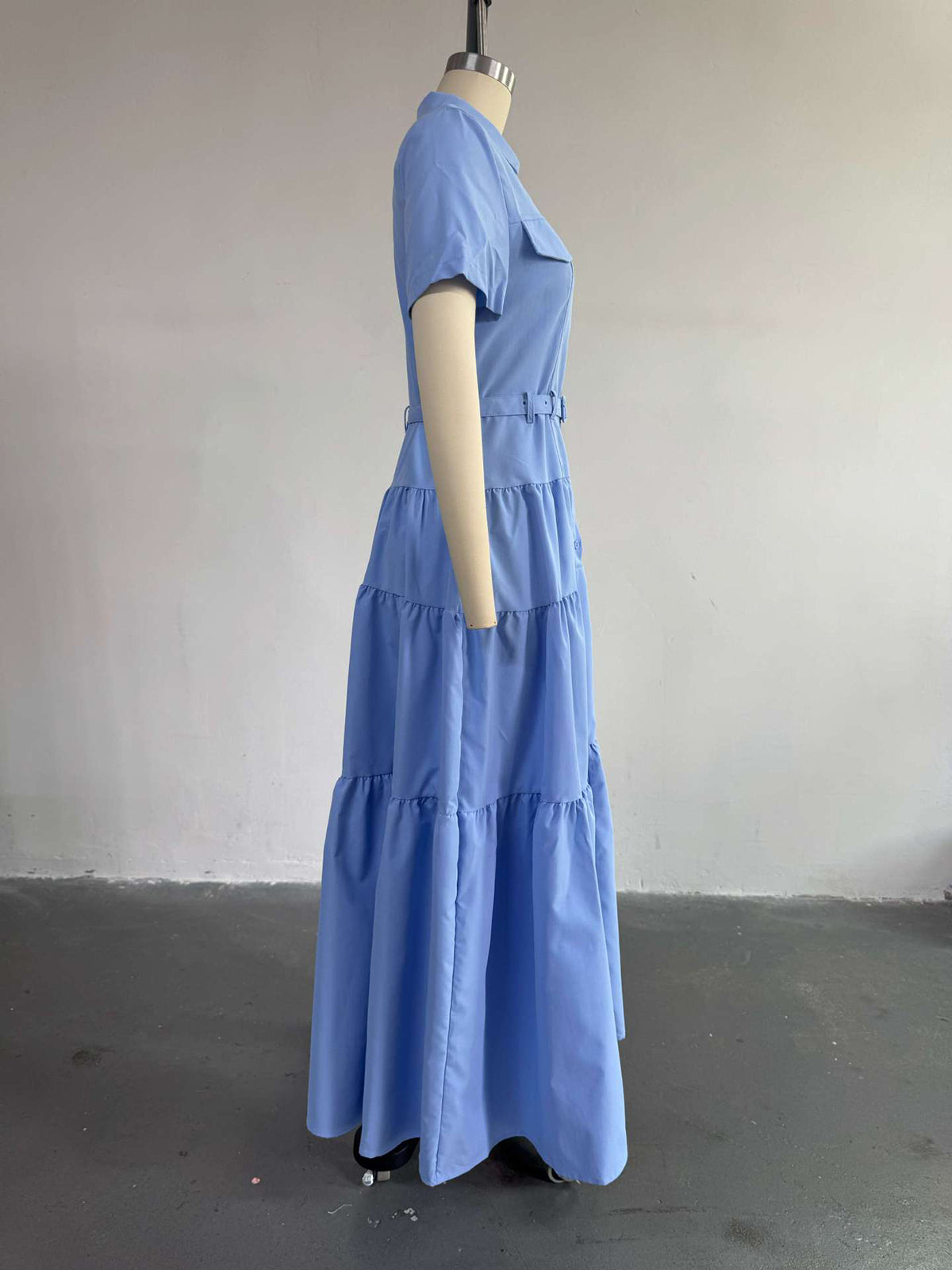 Casual Turn-Down Collar A-line Shirt Dress
