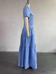 Casual Turn-Down Collar A-line Shirt Dress