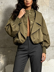 Layered Balloon Sleeve Cropped Jacket-boutique