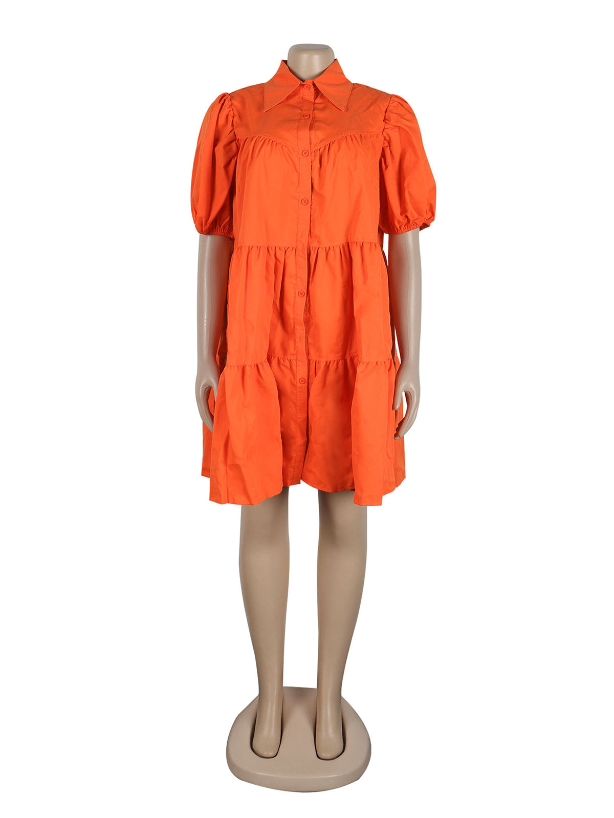 Casual Turn-down Collar Ruffle Loose Dress