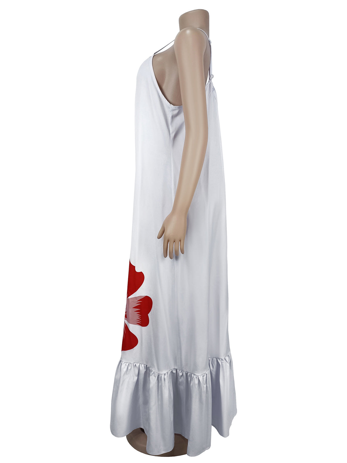 Straps Backless Flower Print Loose Pleated Maxi Dress