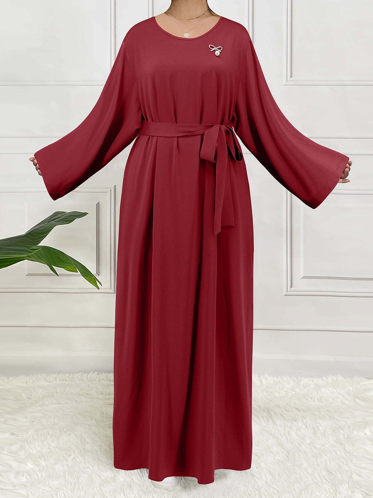 Casual Long Sleeve Round Neck Maxi Dress