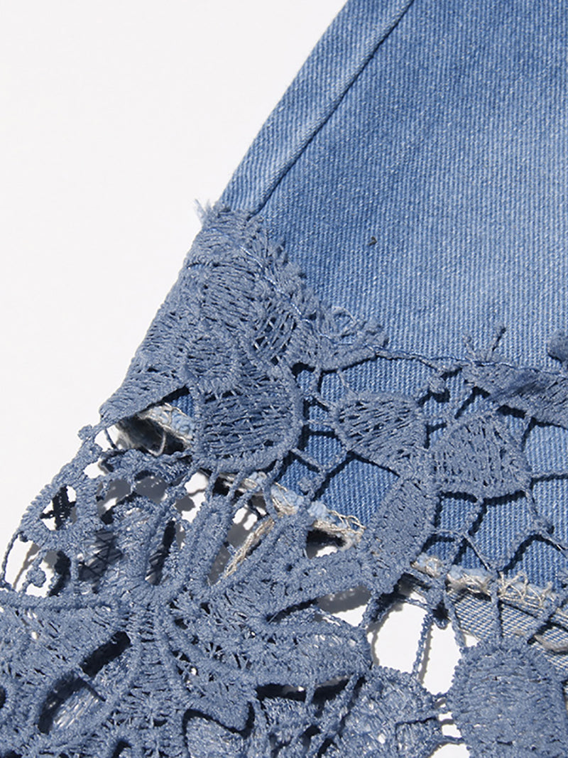 Fashion Lace Patchwork Slim Jeans