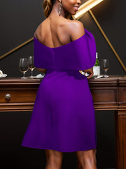 Off Shoulder Bow Top Tulip Hem Evening Party Dress