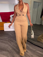 Sexy Halter Backless Casual Jumpsuit