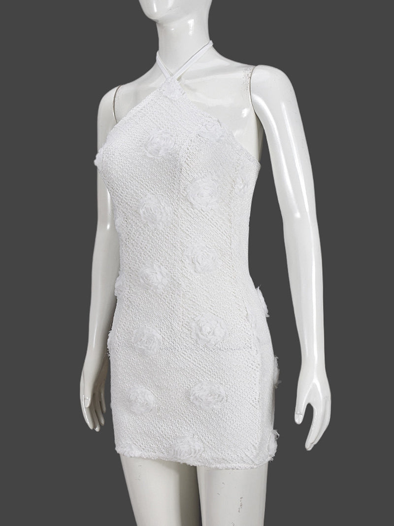 Elegant Halter Backless Lace-up Mini Dress