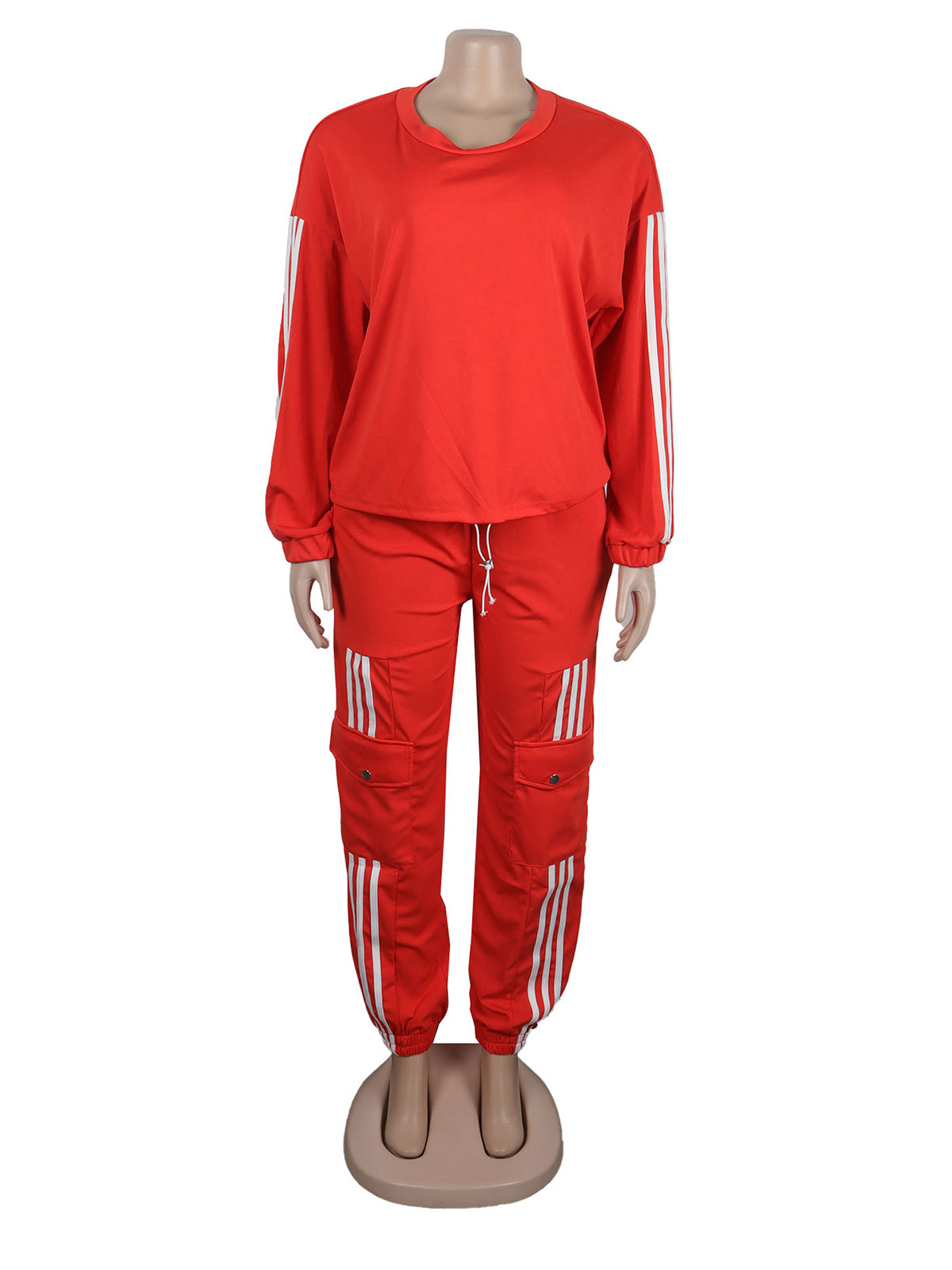 Fashion Stripe Comfy Sport Jogger Two Piece Tracksuit