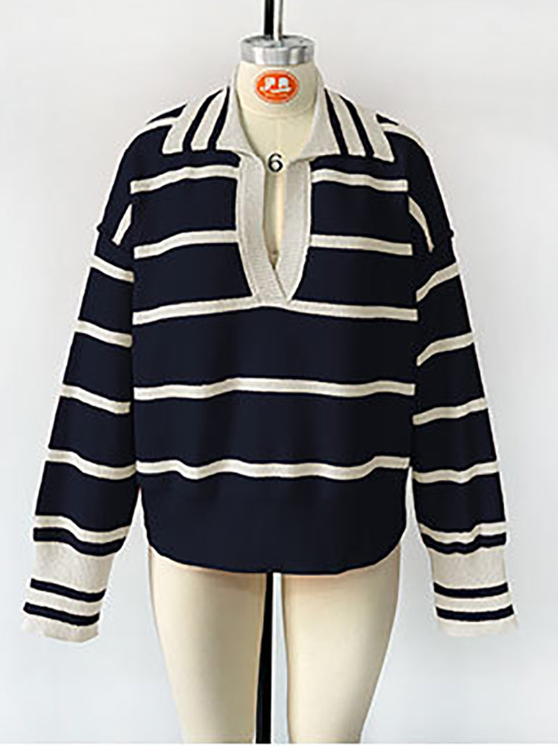 Fashion Stripe Loose Knit Sweater