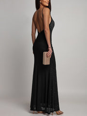 Sexy Lace-Up Rhinestone Corset Mermaid Dress