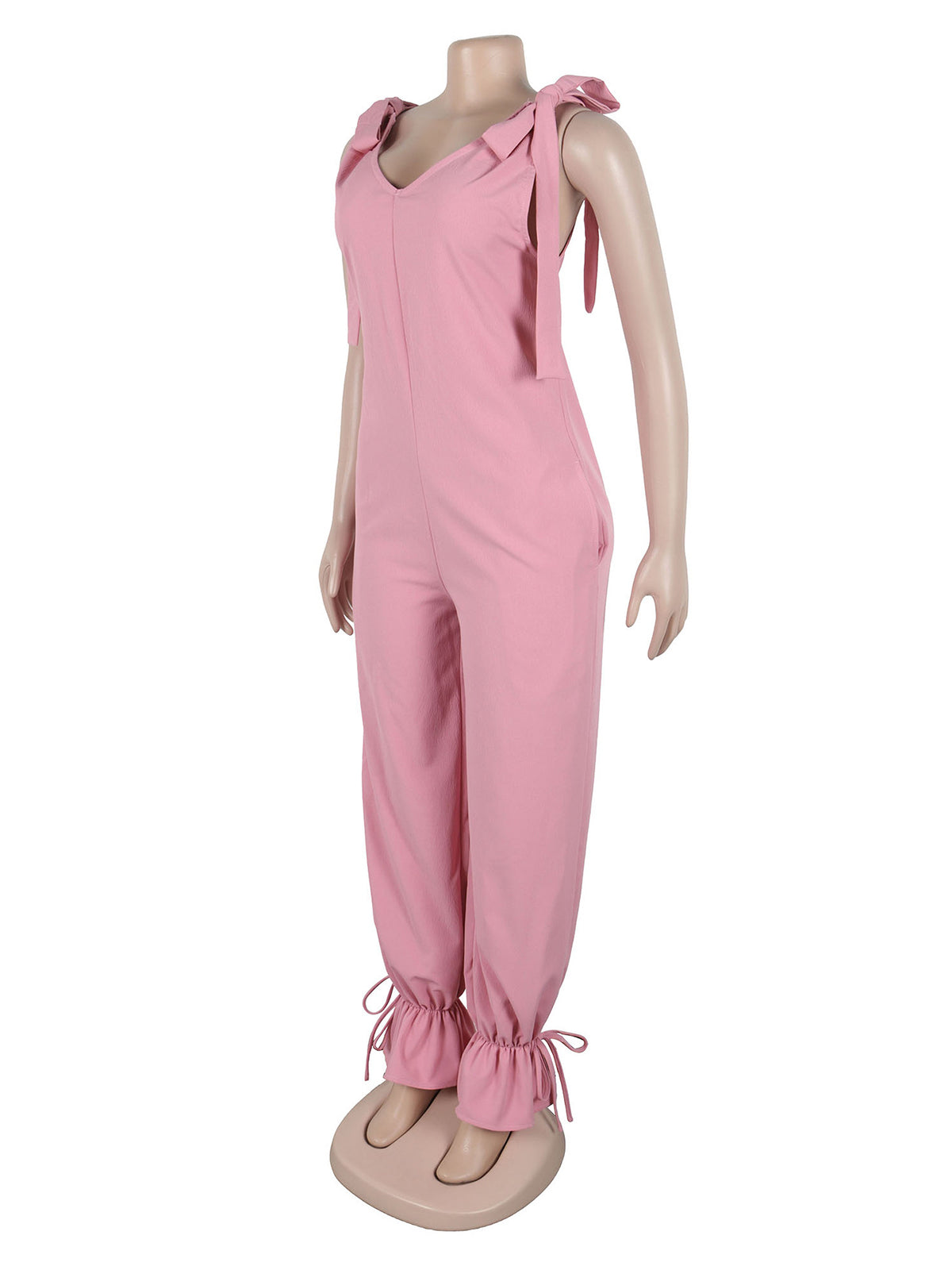 Casual Sleeveless Bow Shoulder Strap Jumpsuit