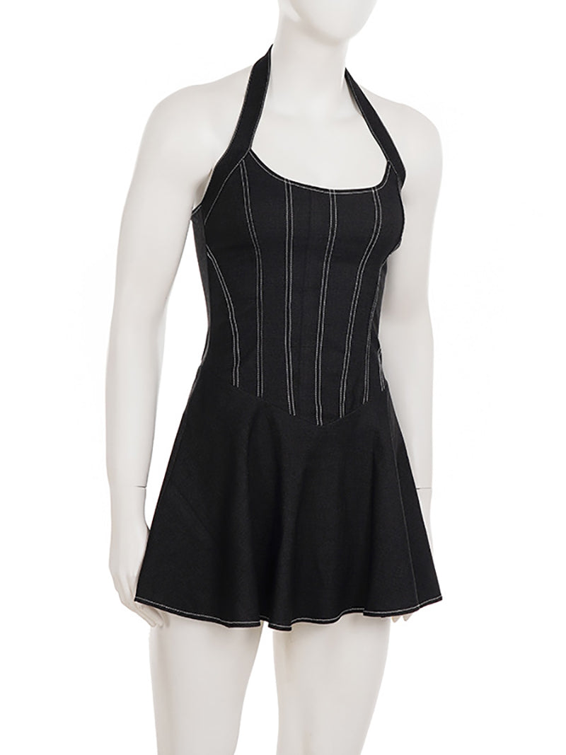 Casual Halter Backless Mini Dress