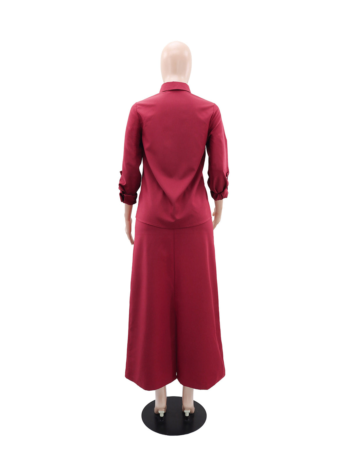 Casual Button Shirt High Waist Skirt Two Piece Set