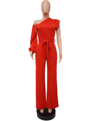 Women's One Shoulder Wide Leg Jumpsuit