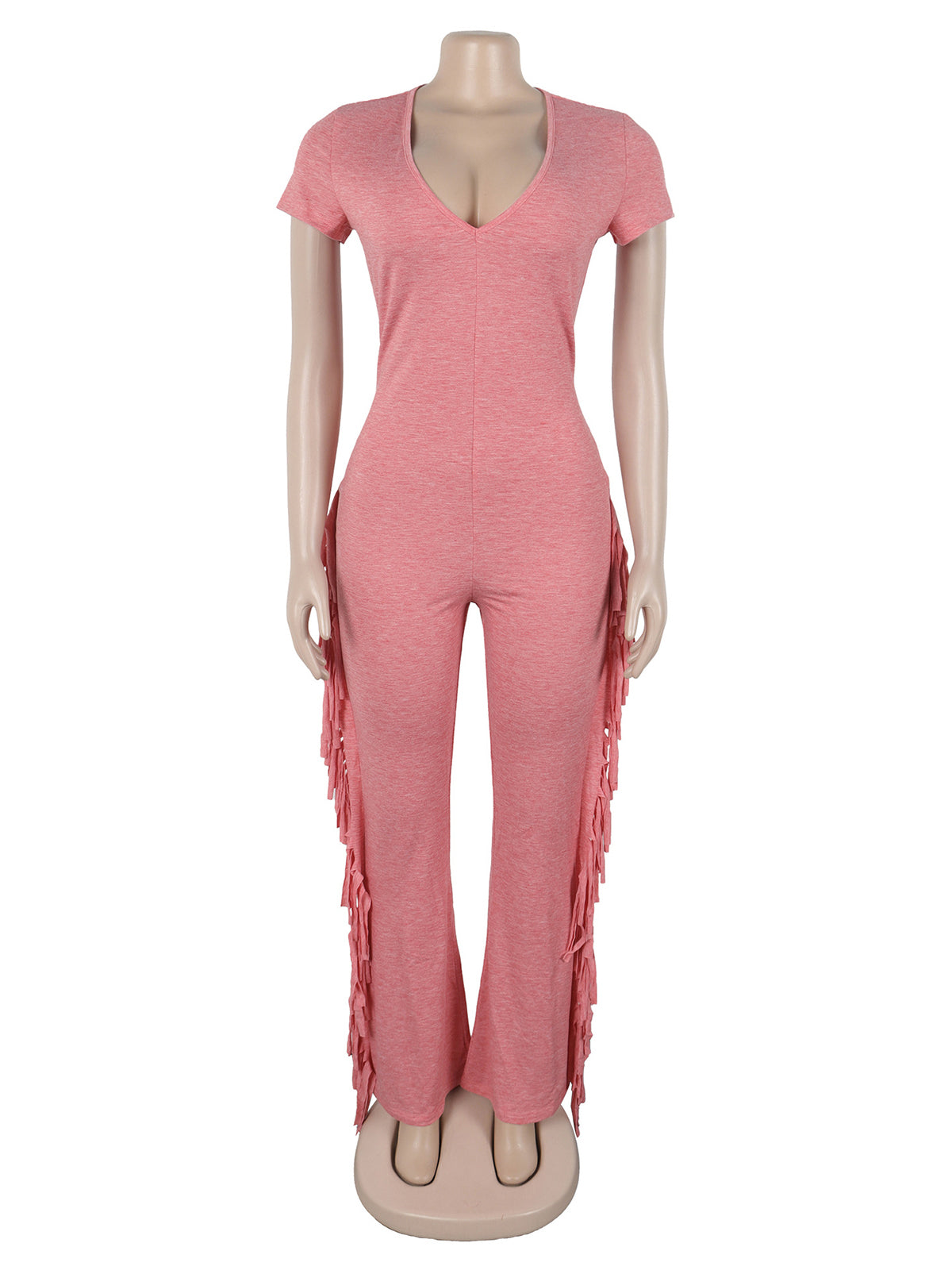 Sexy V Neck Slim Fringe Jumpsuit