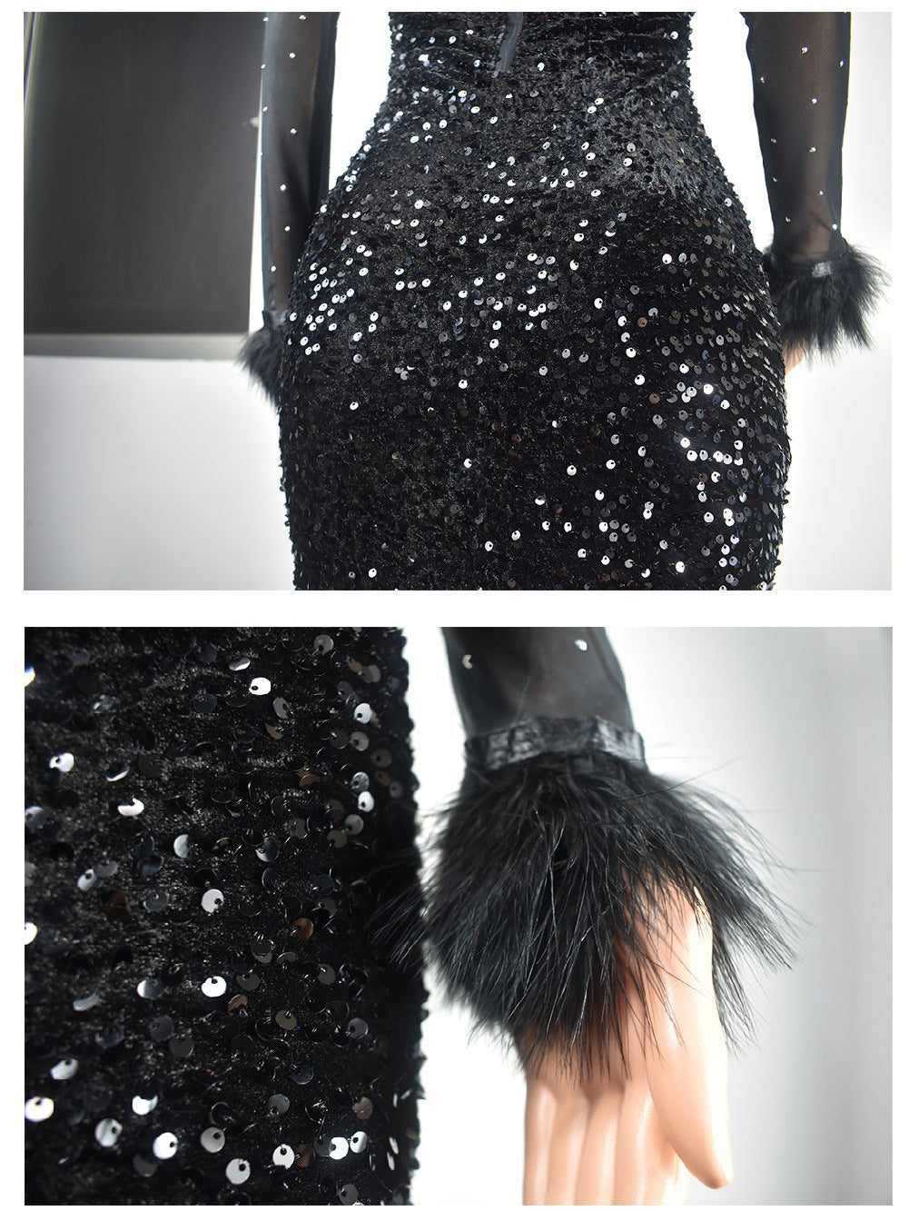 Sexy Sequin Rhinestone Mesh Party Dress