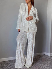 Casual Sleepwear Long Sleeved Long Pants Two-Piece Set