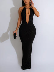 Sexy Hollow out Backless Deep V Dress