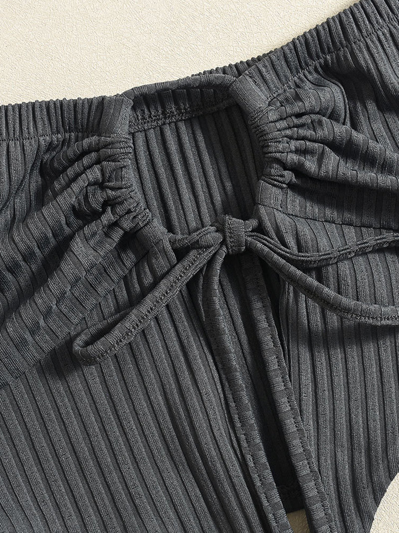 Sexy Lace-up Off Shoulder Pleated Skirt Sets