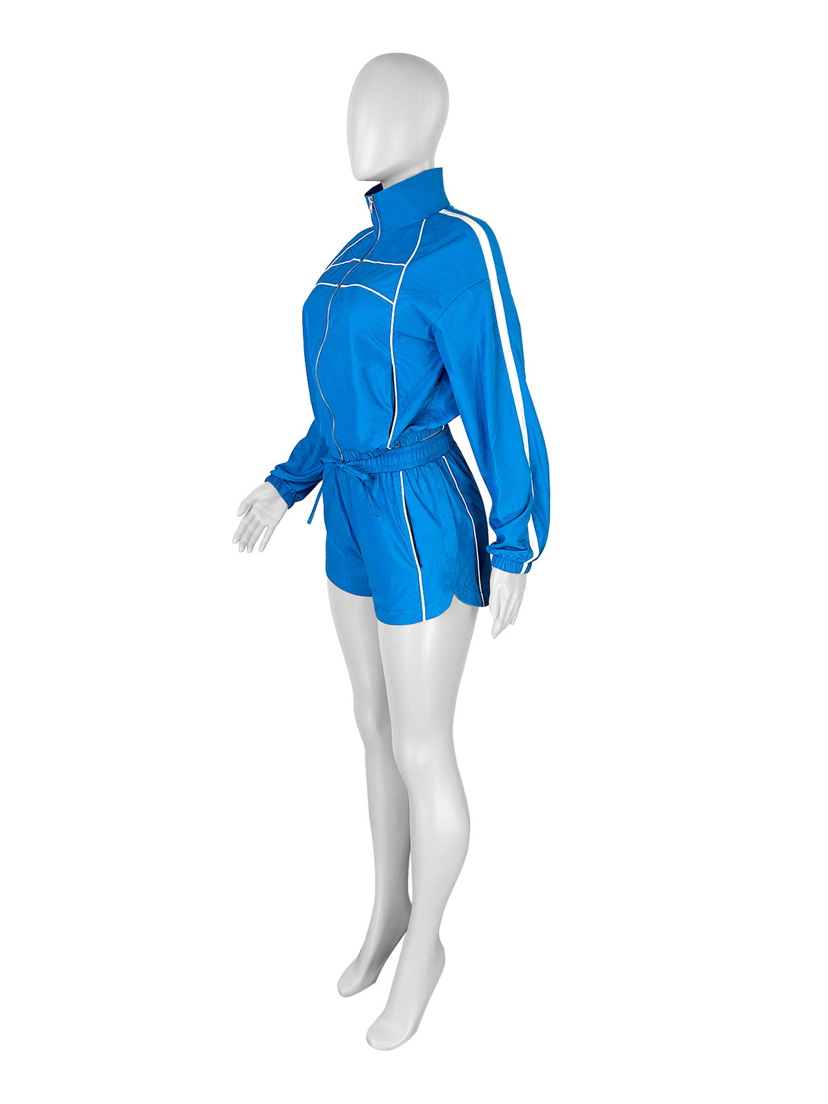 Casual Zipper Sweatshirt Drawstring Shorts Two Piece