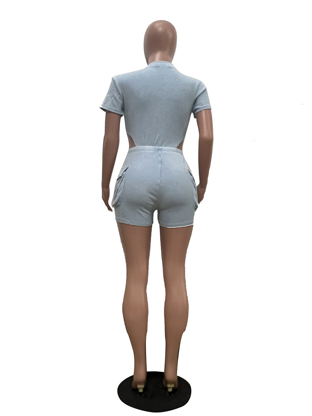 Casual Ribbed Washed Bodysuit and Shorts Set