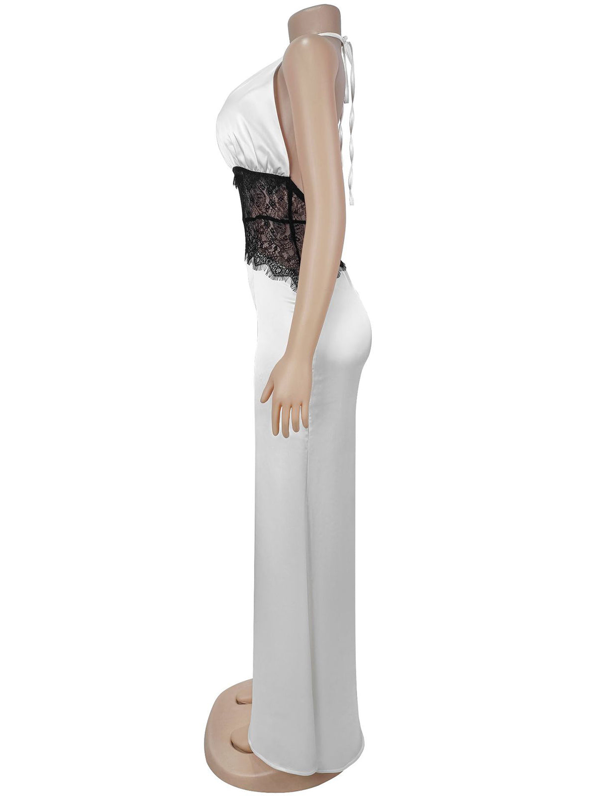Sexy Lace Patchwork Halter Backless Maxi Dress