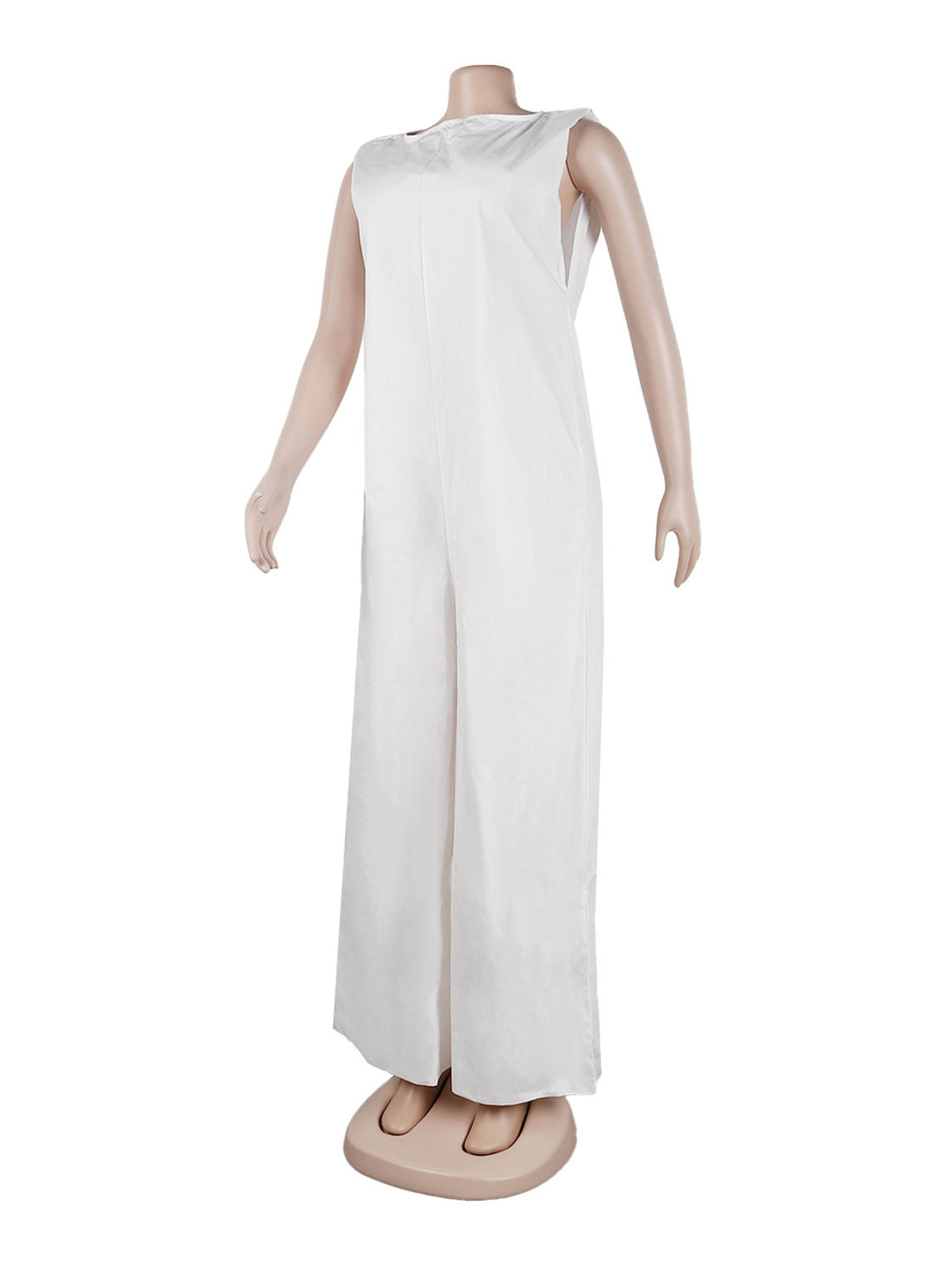 Solid Color Sleeveless Wide Leg Jumpsuits