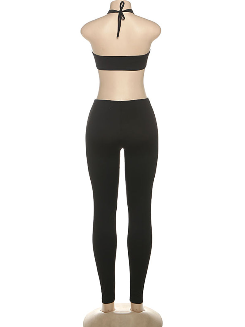 Sexy Halter Hollow Out Skinny Jumpsuit