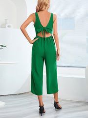 Casual V Neck Slim Jumpsuit