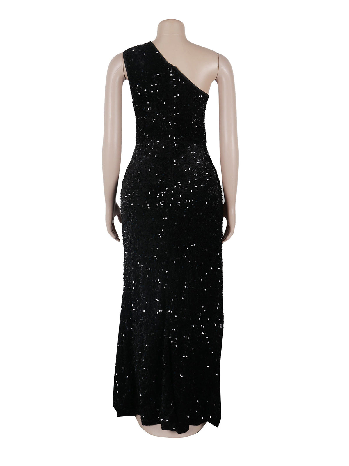 Sequin One Shoulder Split Hem Prom Dress