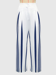 Fashion Striped High Waist Wide-Leg Trousers