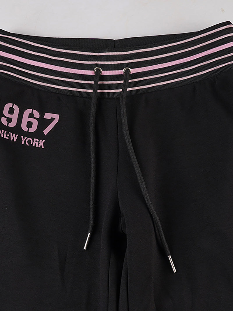 Low Rise Striped Waist Straight Leg Sweatpants