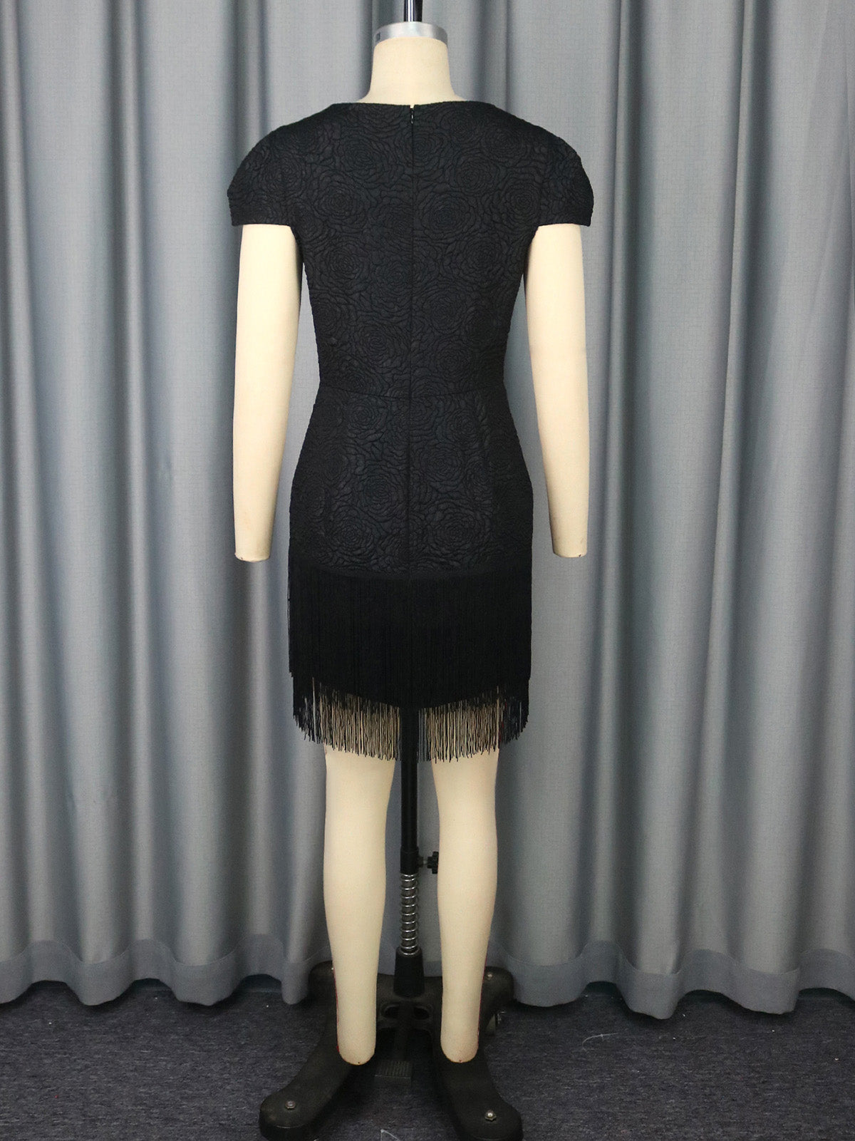 Elegant Mesh Patchwork Fringe Slim Mini Dress