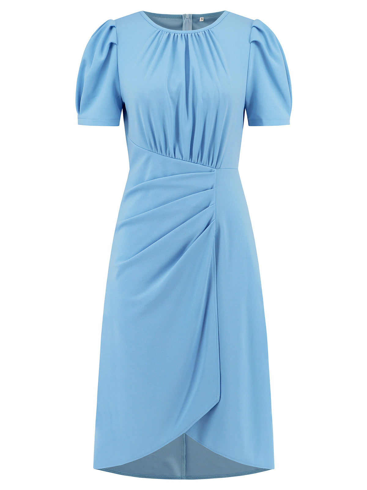 Fashion Round Neck Bubble Sleeve Slim Midi Dress