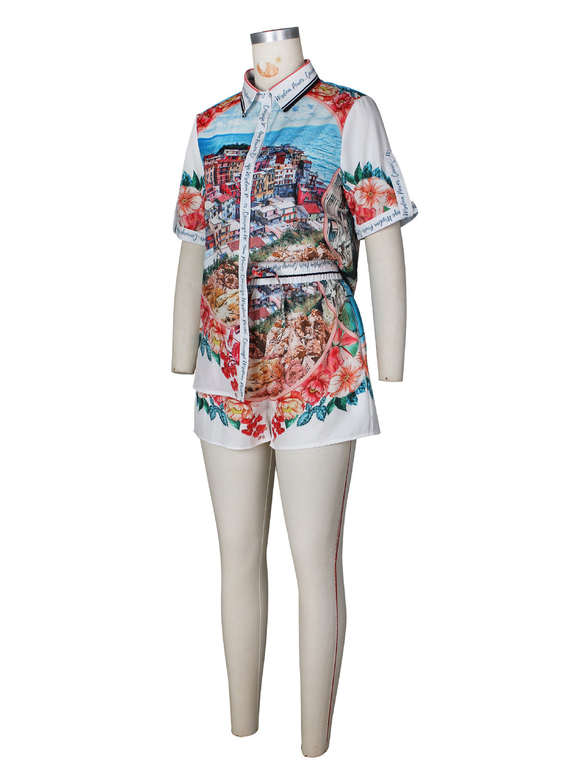 Fashion Print Shirt Shorts Vacation Casual Set