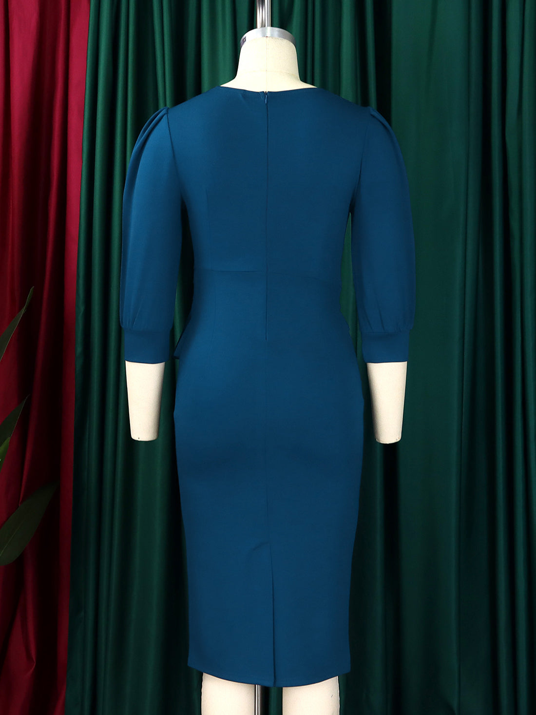 Elegant O-neck Half Sleeve Slim Office Dress