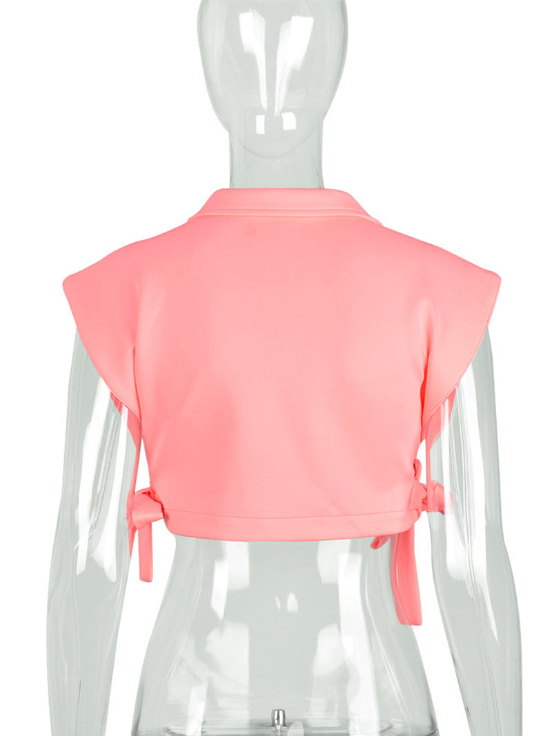 Casual Hollow Out Bandage Crop Vest Top
