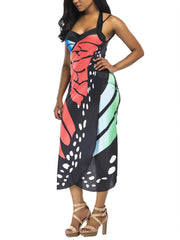 Sexy Butterfly Print Spaghetti Strap Dress