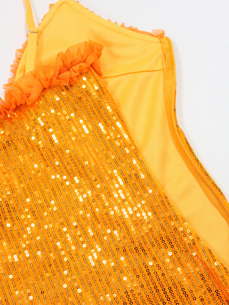 Sexy Ruched Hollow out Sequin Mini Dress