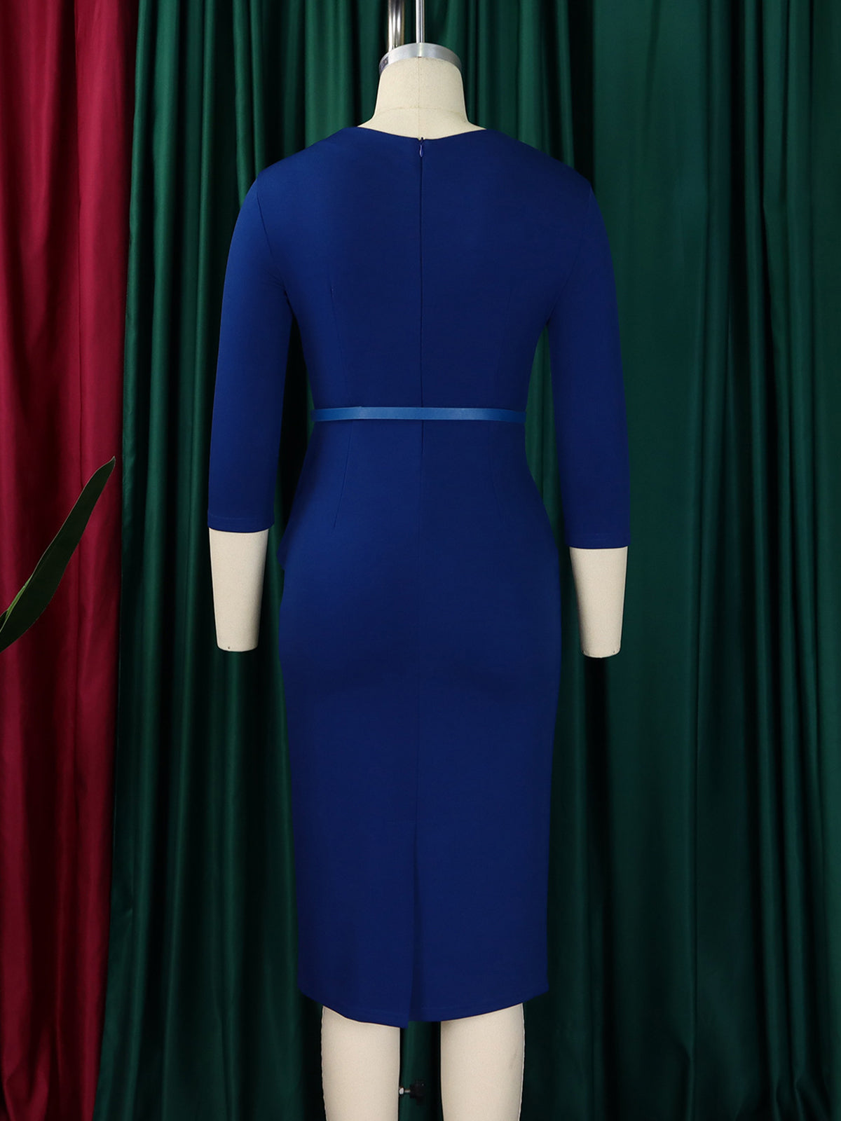 Elegant Round Neck High Waist Bodycon Pencil Dress