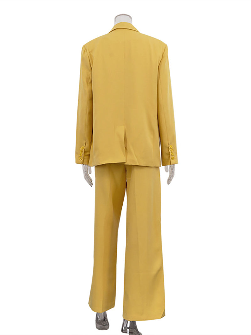 Fashion Loose Blazer and Wide Leg Trouser Suit