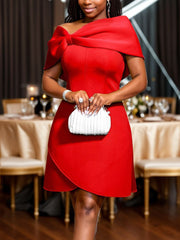 Off Shoulder Bow Top Tulip Hem Evening Party Dress