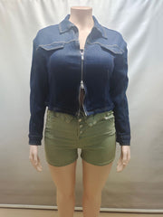 Fashion Long Sleeve Cropped Denim Jacket