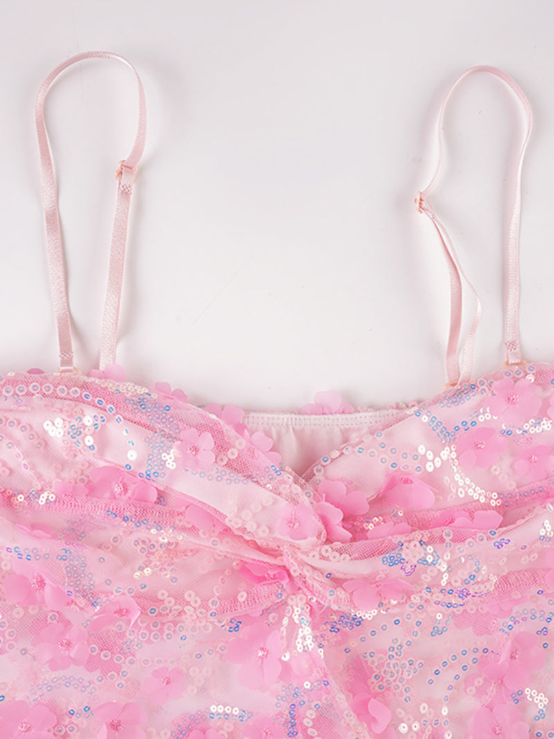 Sexy Sequin Corset Sheer Mesh Tube Top