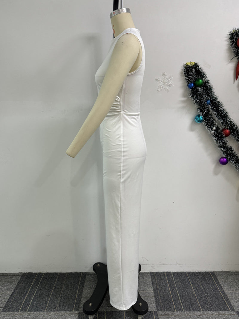 Elegant Sleeveless Solid Color Jumpsuit